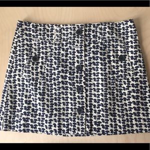 Navy blue and white print mini skirt